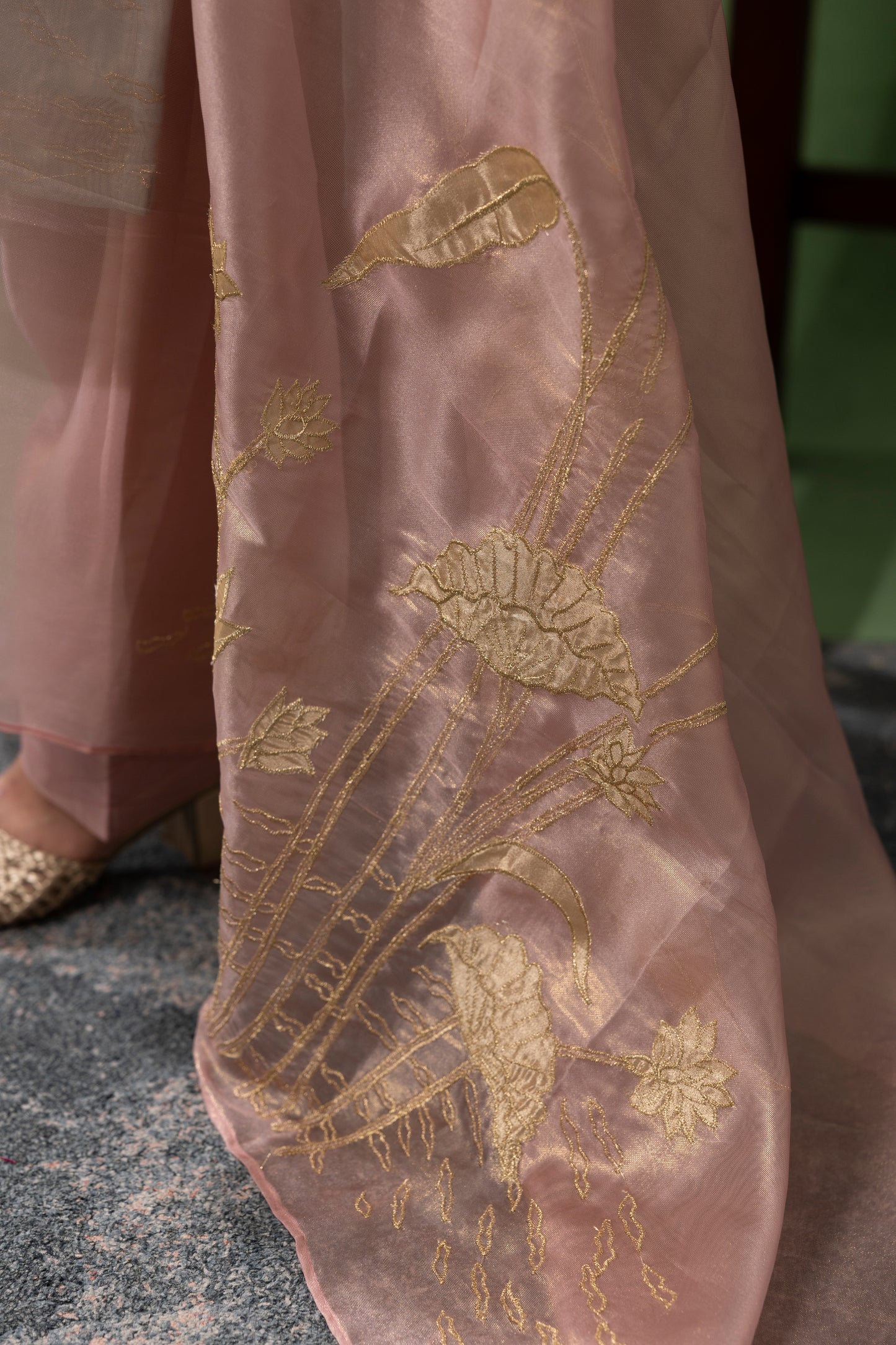 Powder Blue Hand-Embroidered Kurta Set with Blush Dupatta