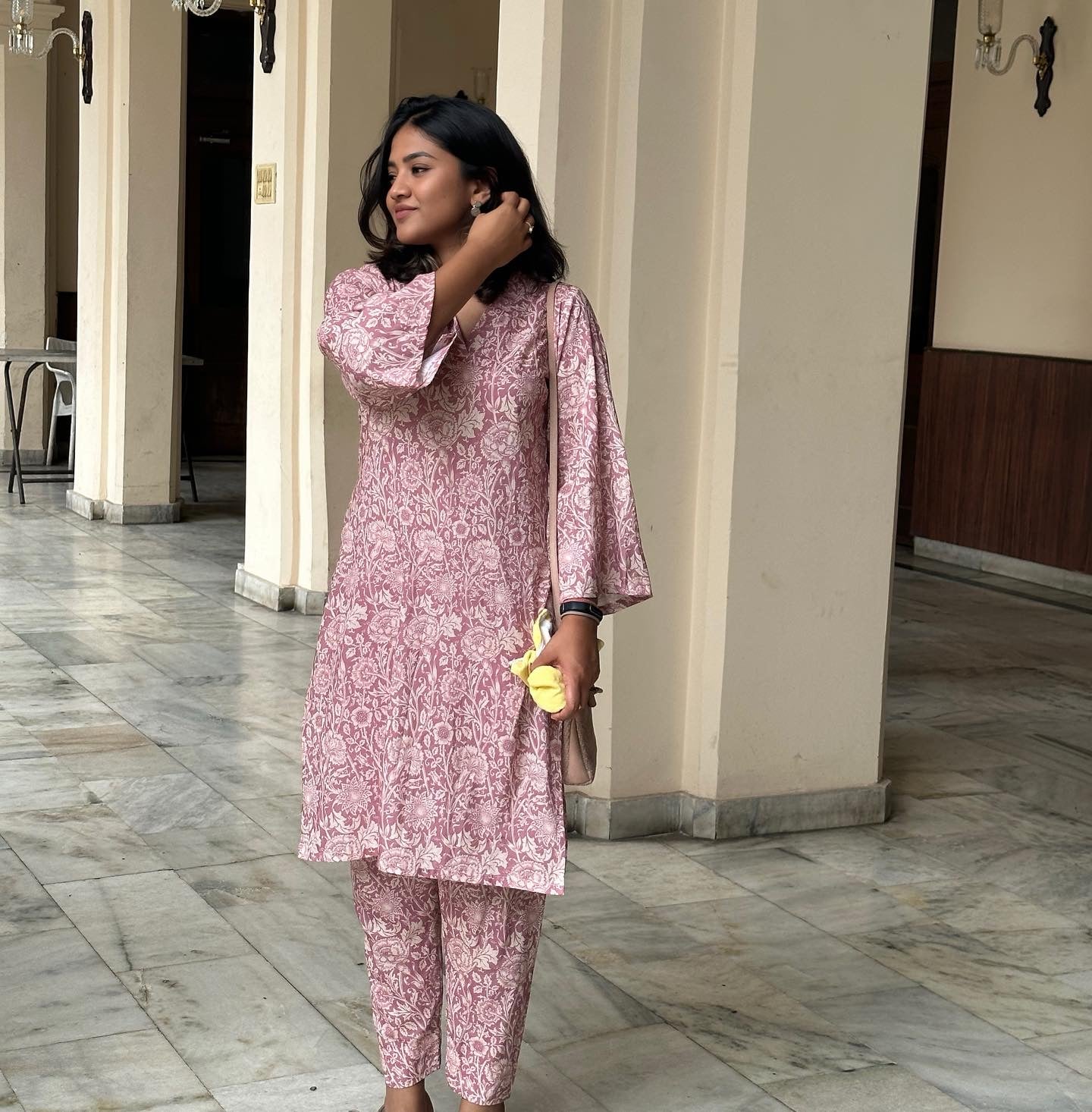 Flower printed muslin dress