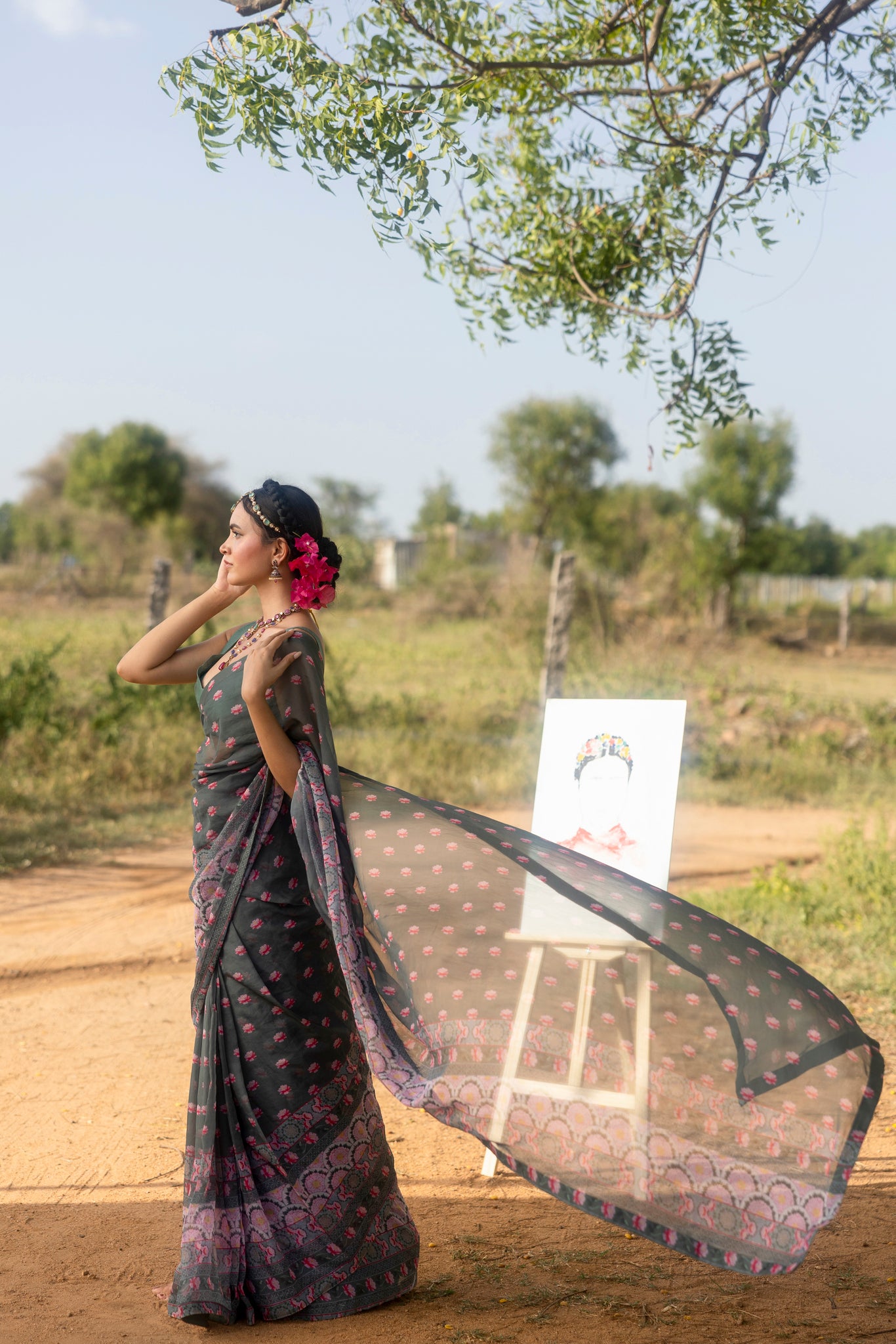 Printed Organza Saree