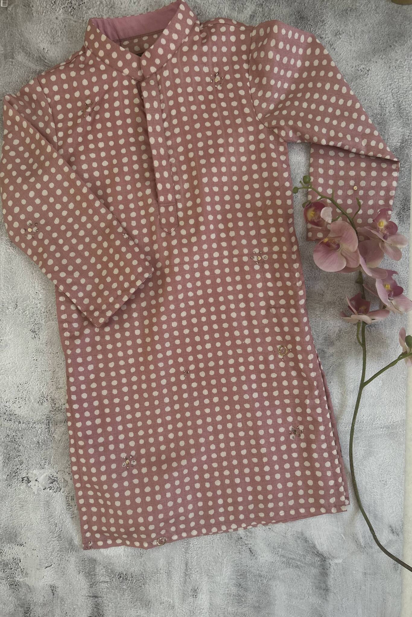 Kids Silk Dusty Pink Kurta