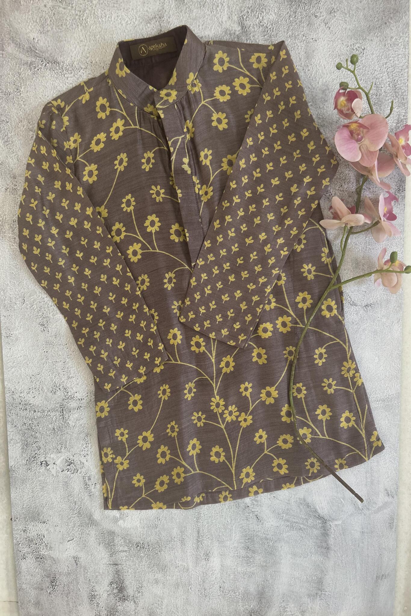 Kids Floral Printed green kurta with pants