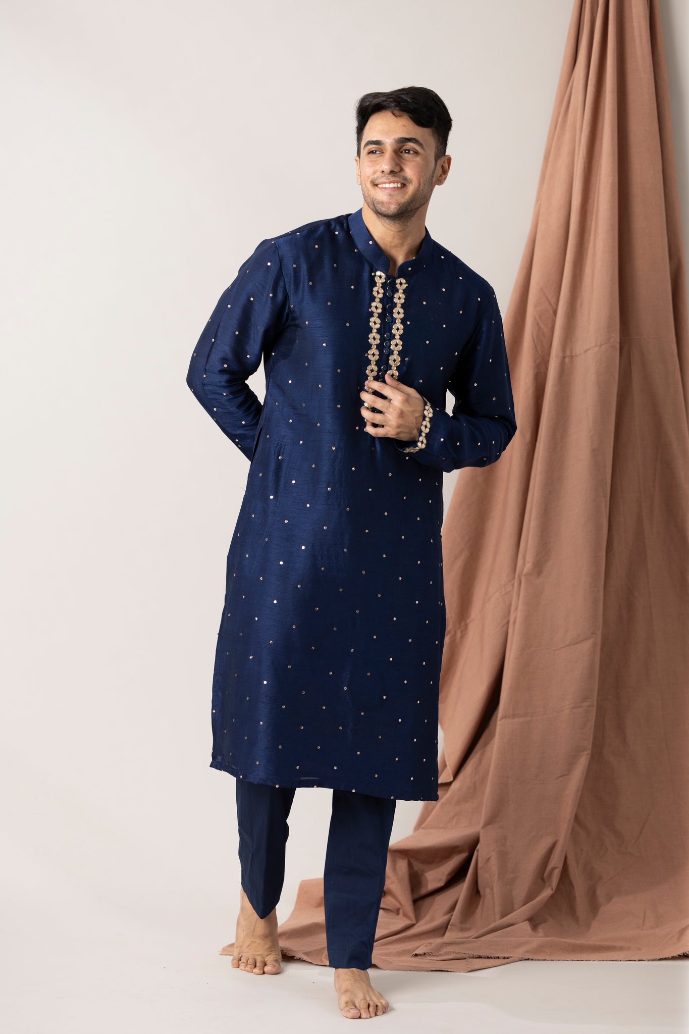 Blue gota embroidered Kurta with pants