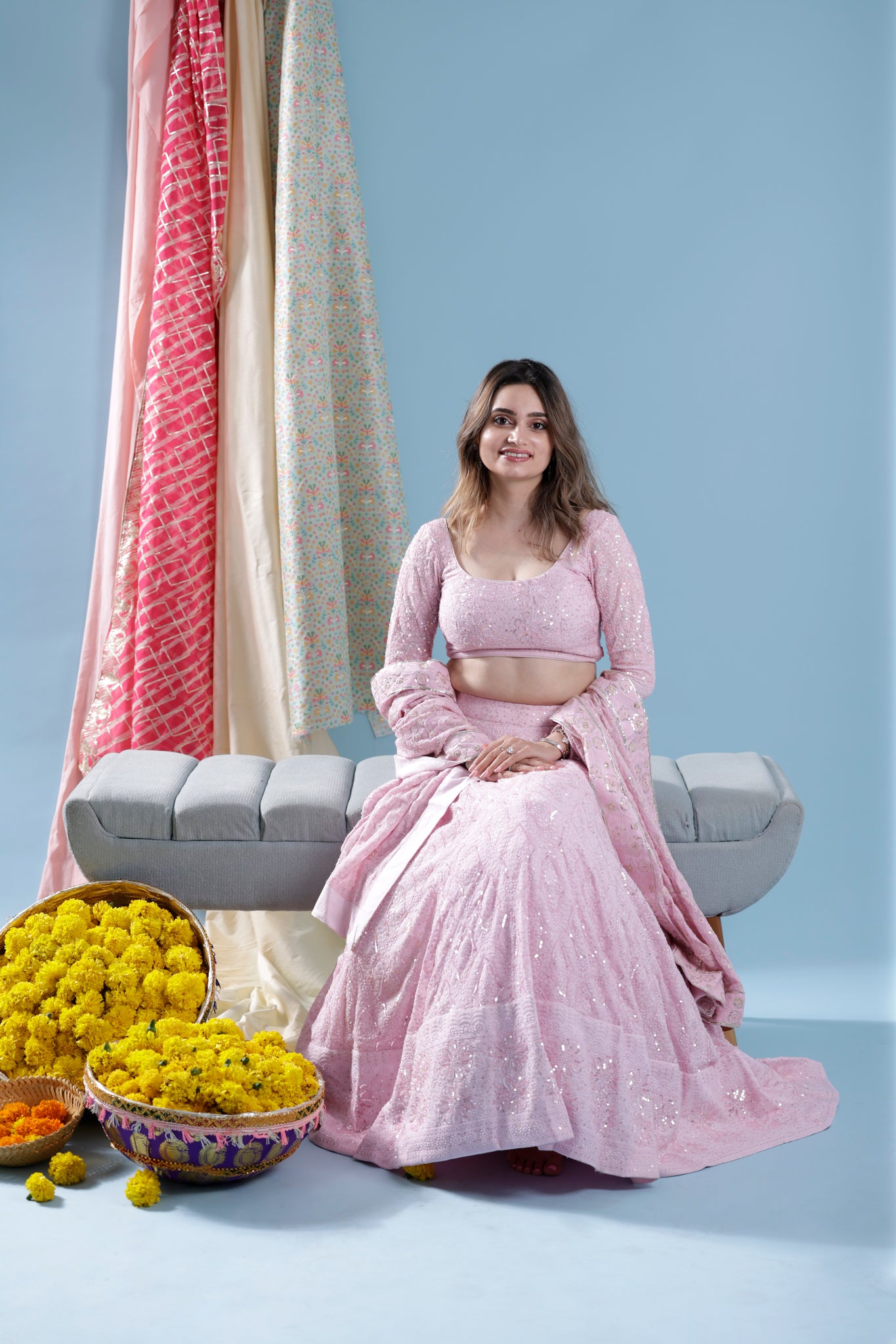 Gulabi Pink Chikankari Lehanga