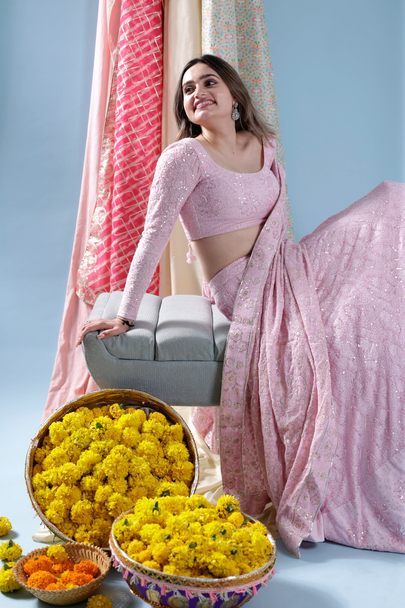 Gulabi Pink Chikankari Lehanga