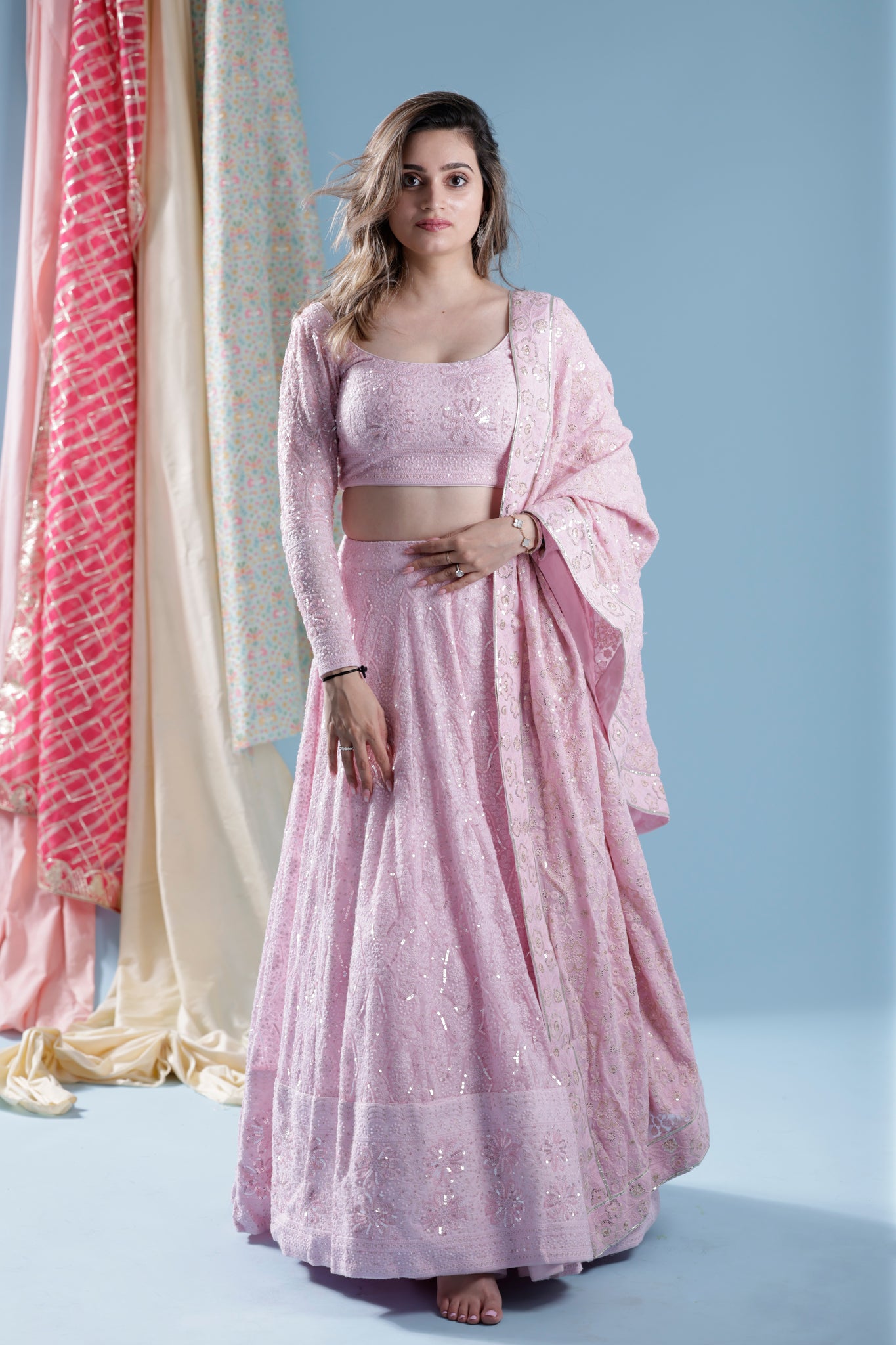 Gulabi Pink Chikankari Lehanga