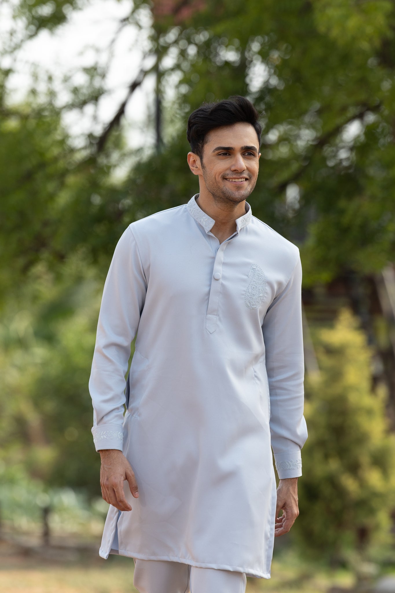 Blue Hand embroidered kurta set