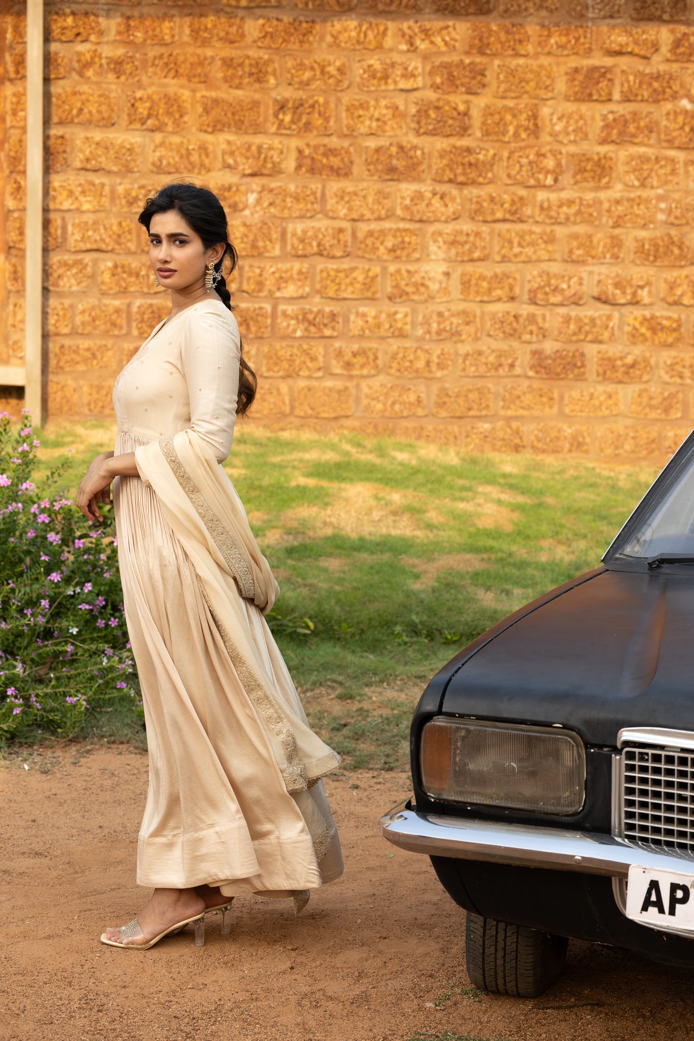 Hand embroidered chikankari Anarkali