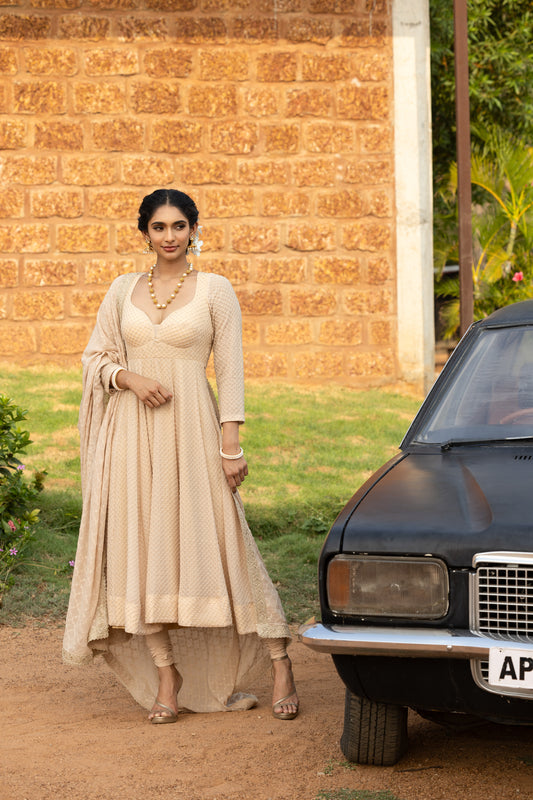 Cutdana anarkali with dupatta