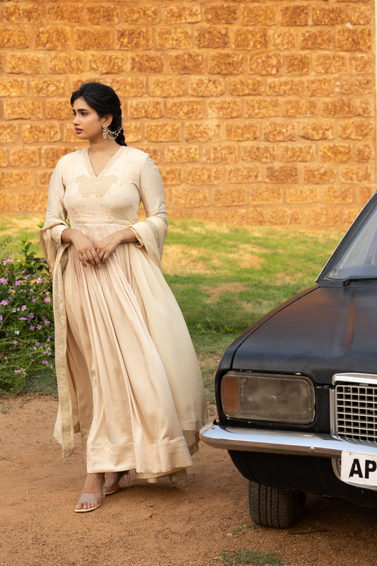 Hand embroidered chikankari Anarkali