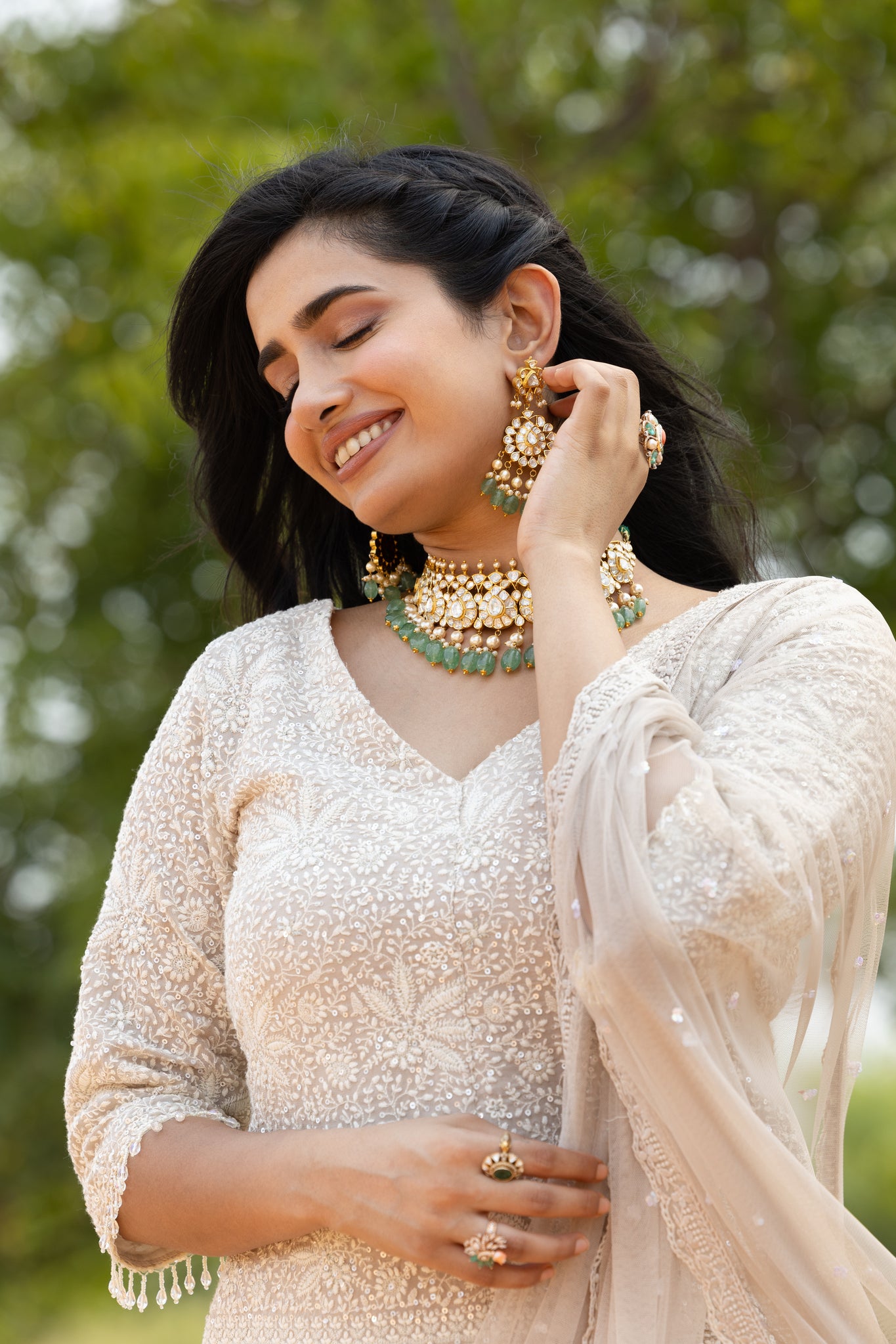 Chikankari top with organza sharara and soft net dupatta