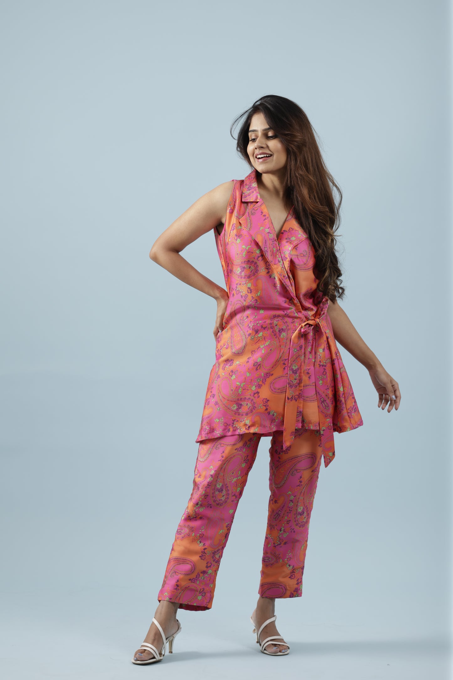Printed fabric sleeveless co-ord sets