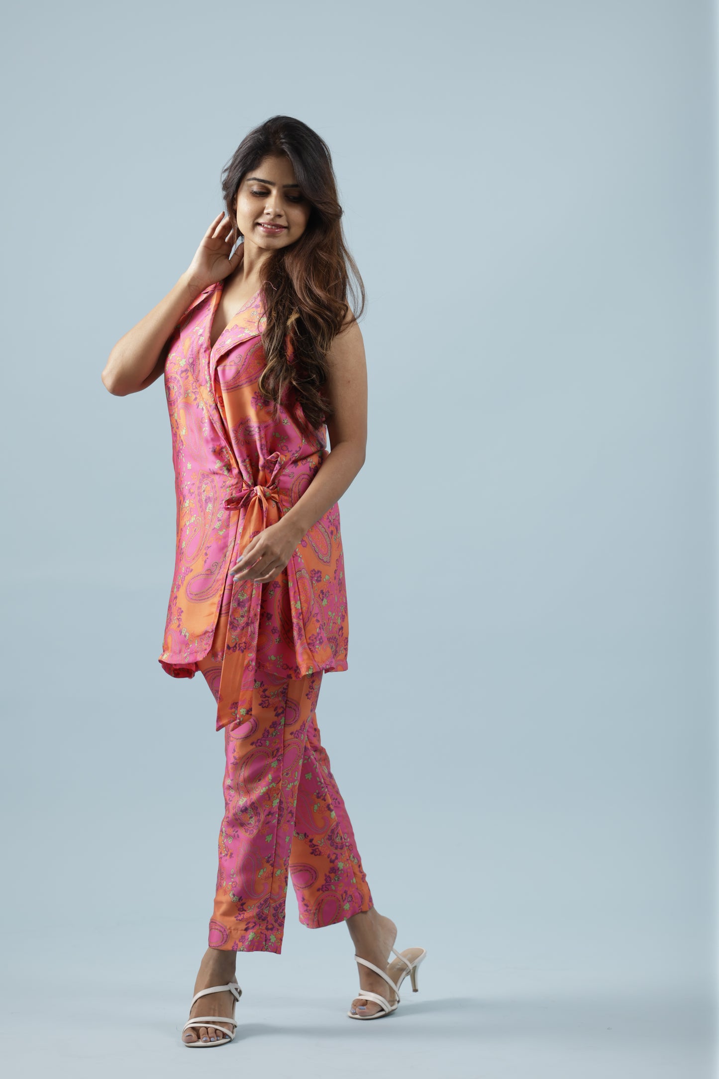 Printed fabric sleeveless co-ord sets