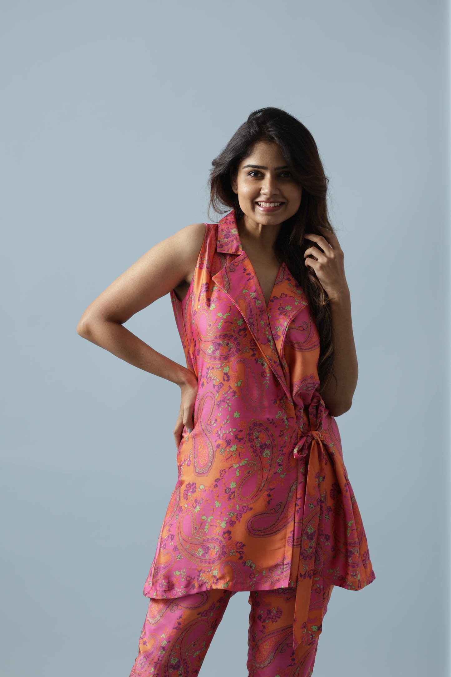 Printed fabric sleeveless co-ord sets
