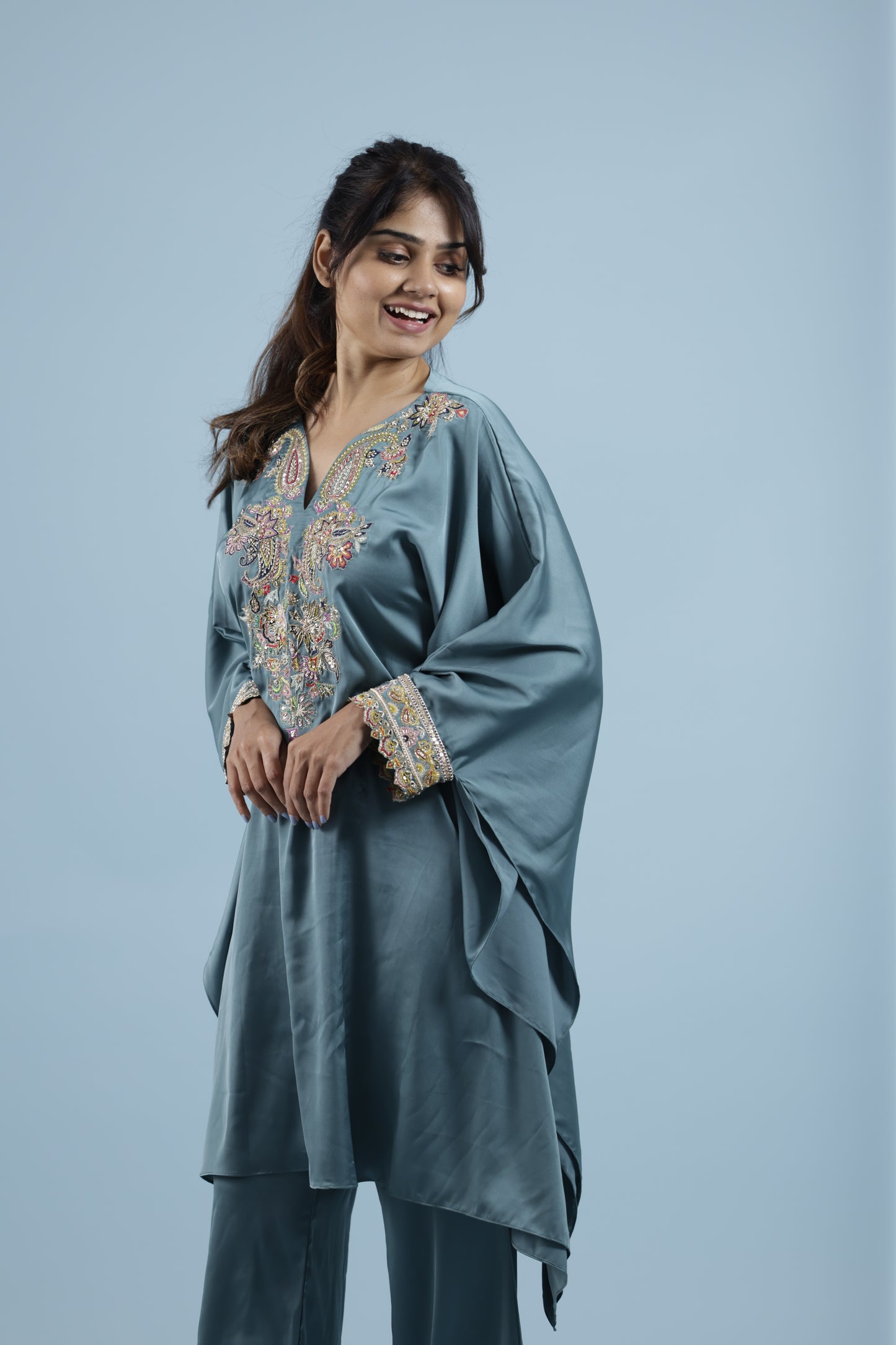 Hand embroidered kaftan set
