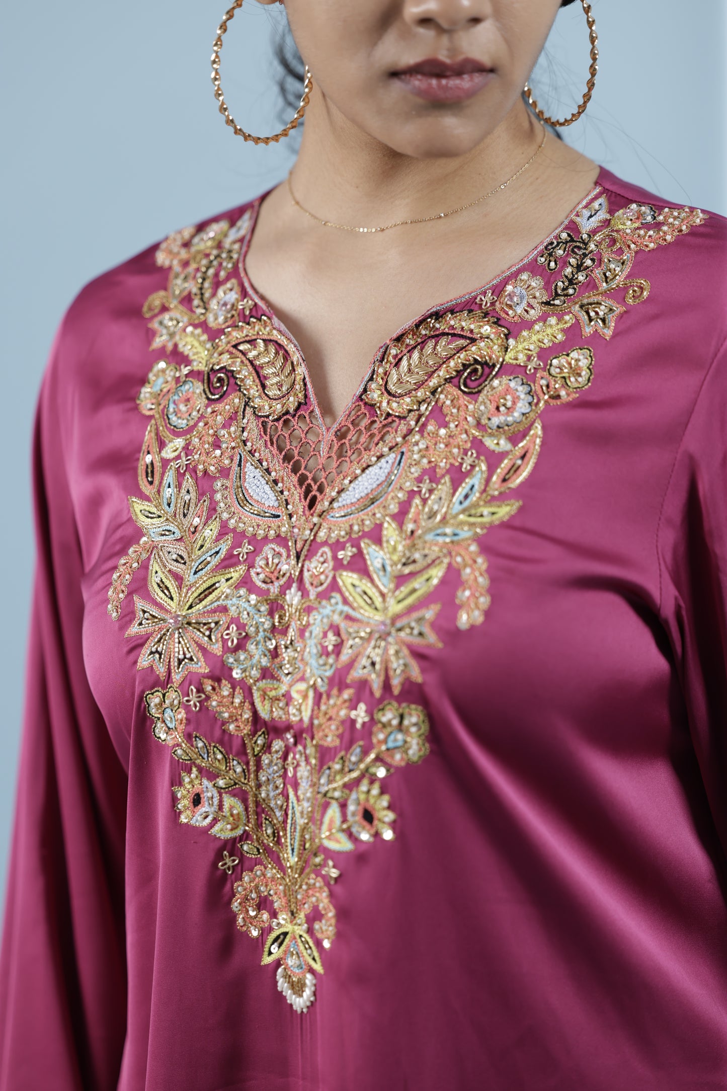 Hand embroidered kaftan set