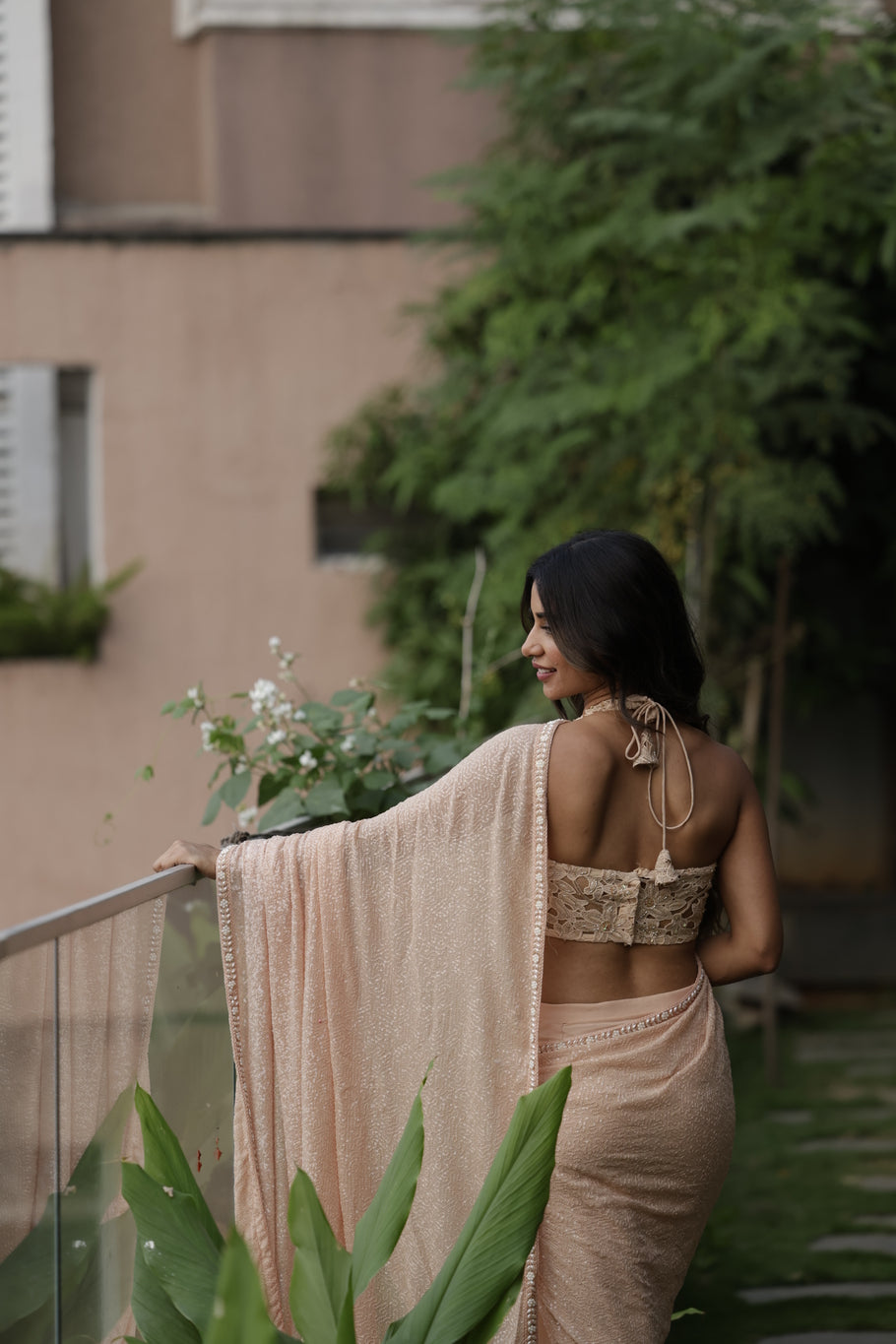 Pre Pleated Saree with Crochet Blouse