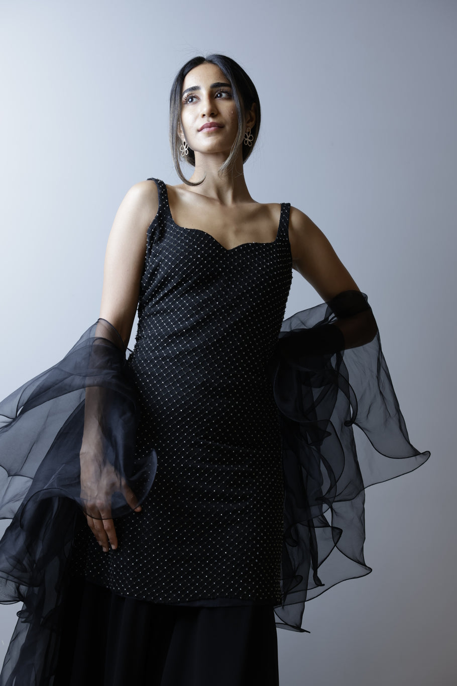 Black Cutdana kurta with Sharara