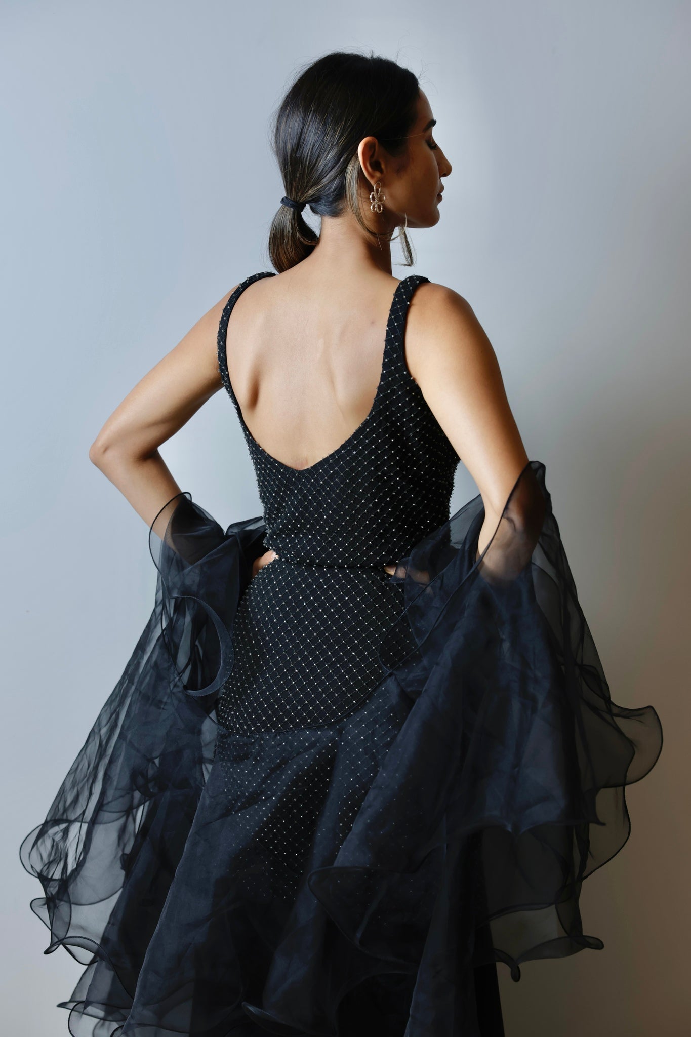 Black Cutdana kurta with Sharara