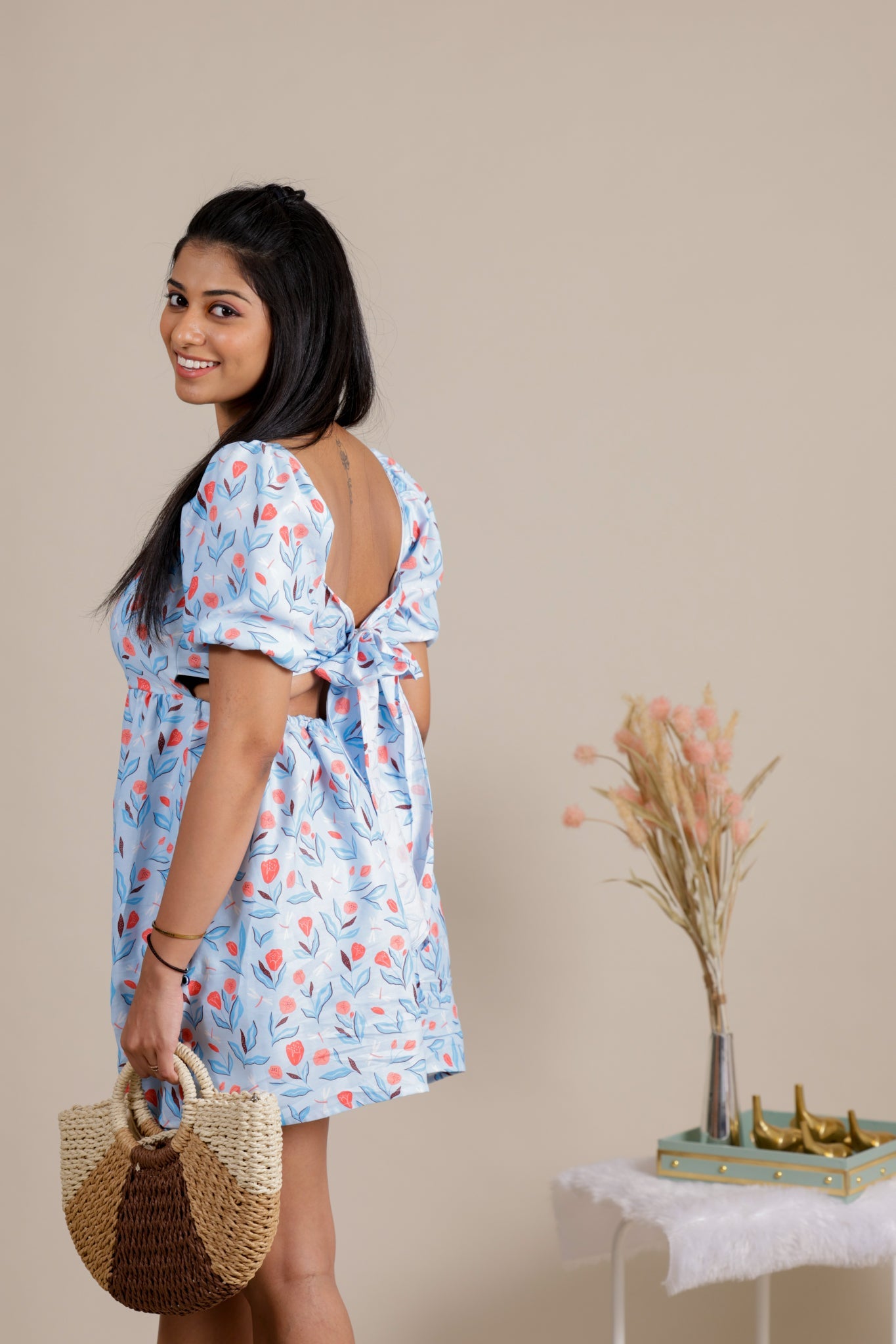 Blue floral dress - Apeksha The Label