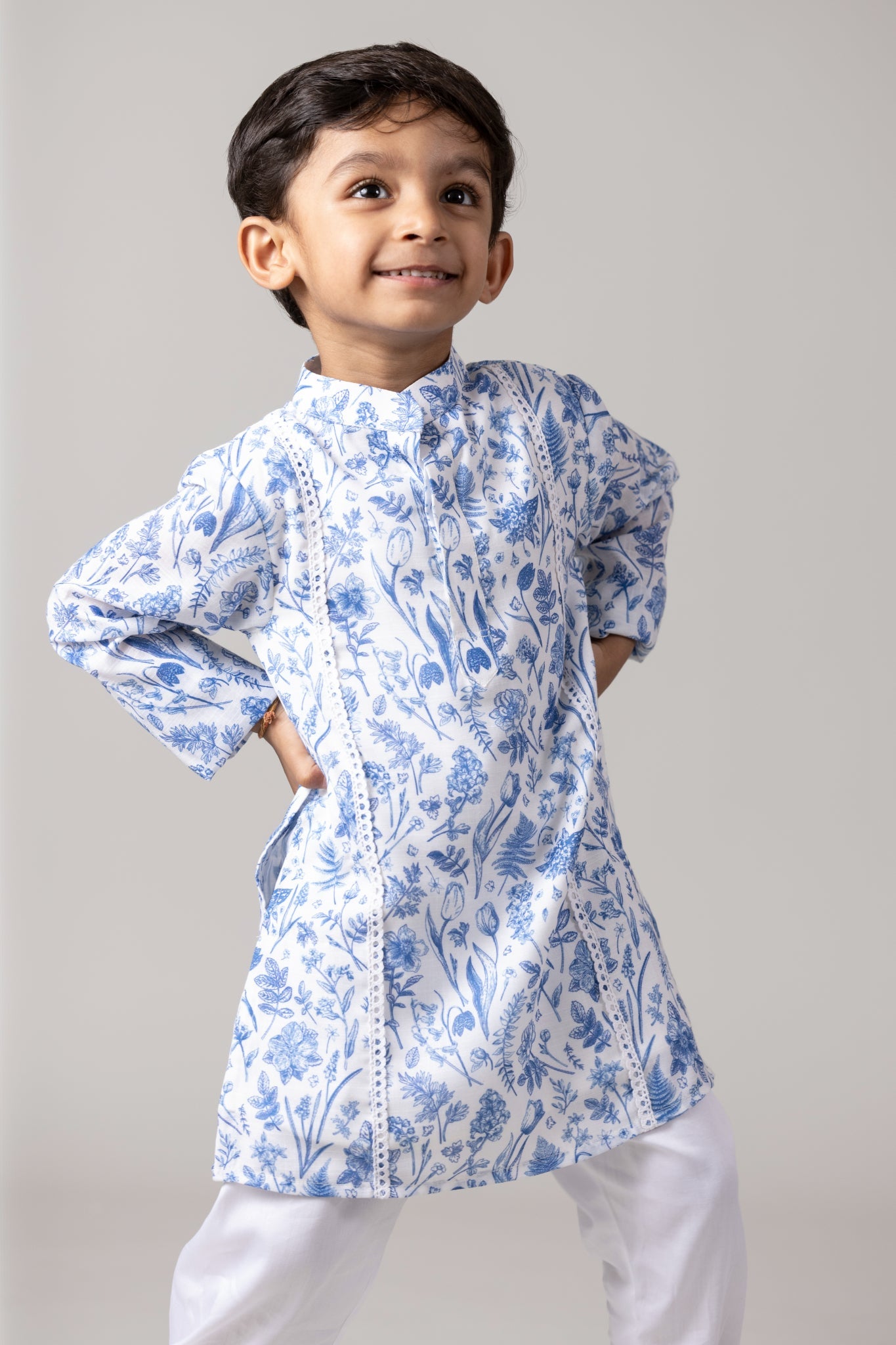 Blue Floral kurta - Apeksha The Label