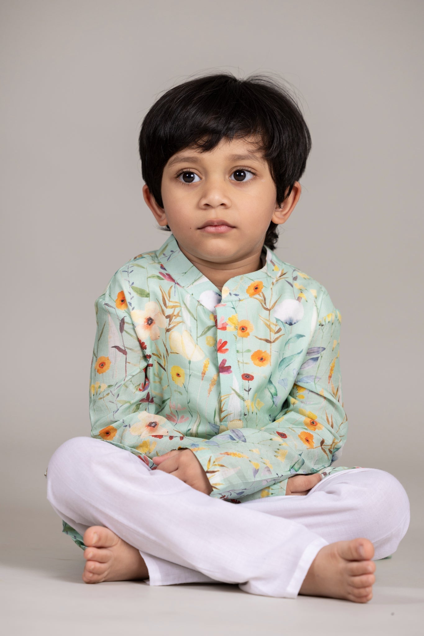Green Floral Modi Jacket Kids - Apeksha The Label