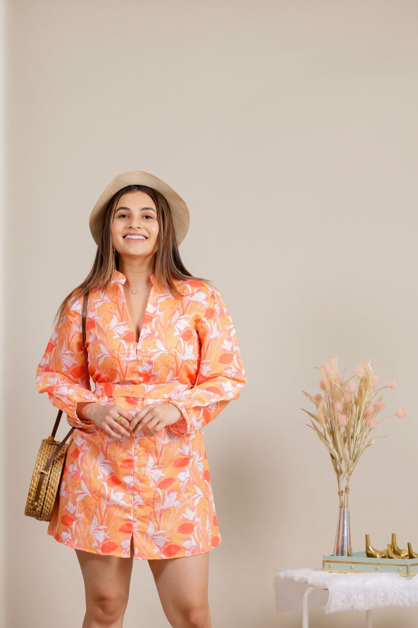 Linen blend belted dress - Apeksha The Label