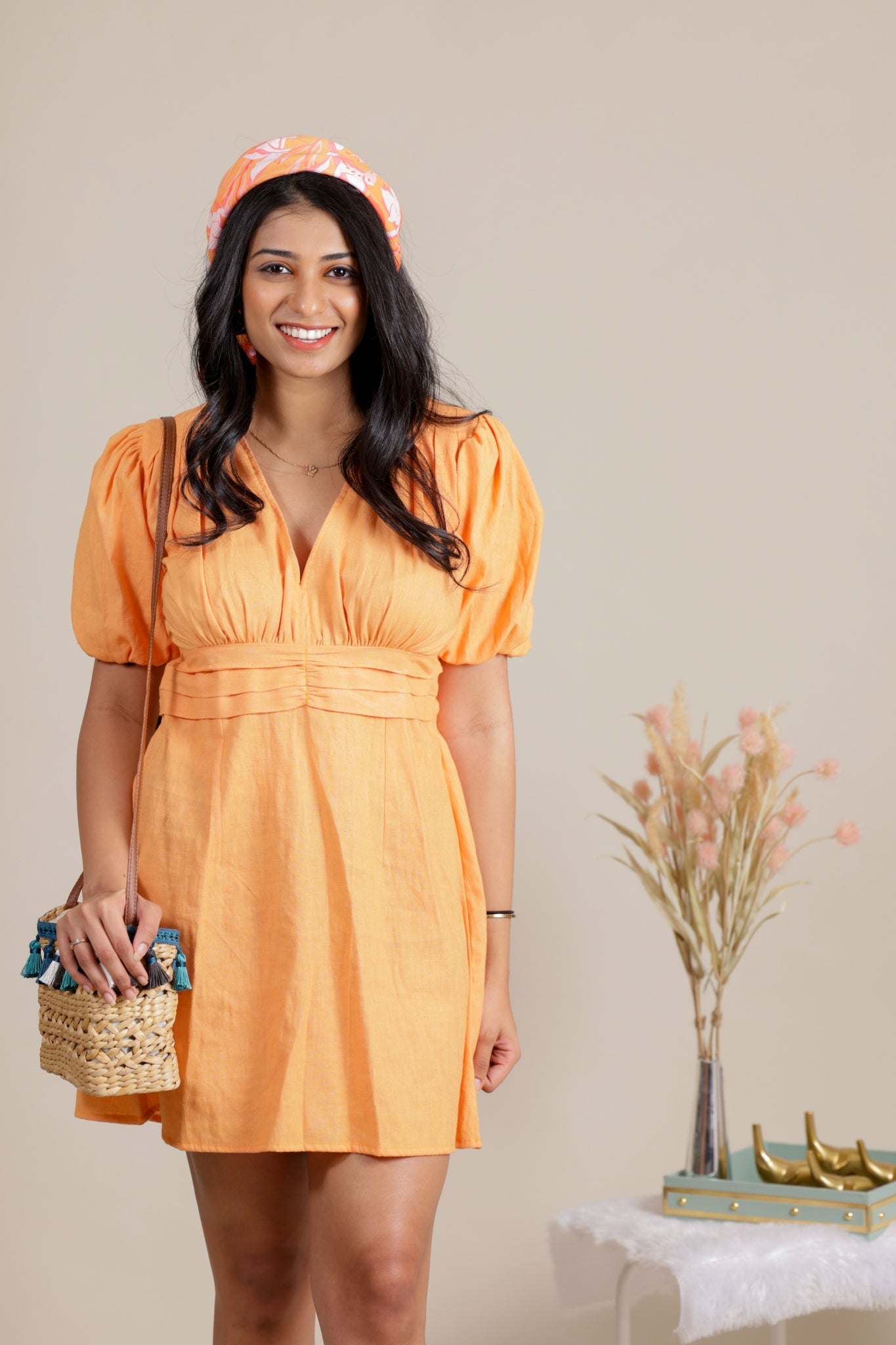 Orange midi dress - Apeksha The Label