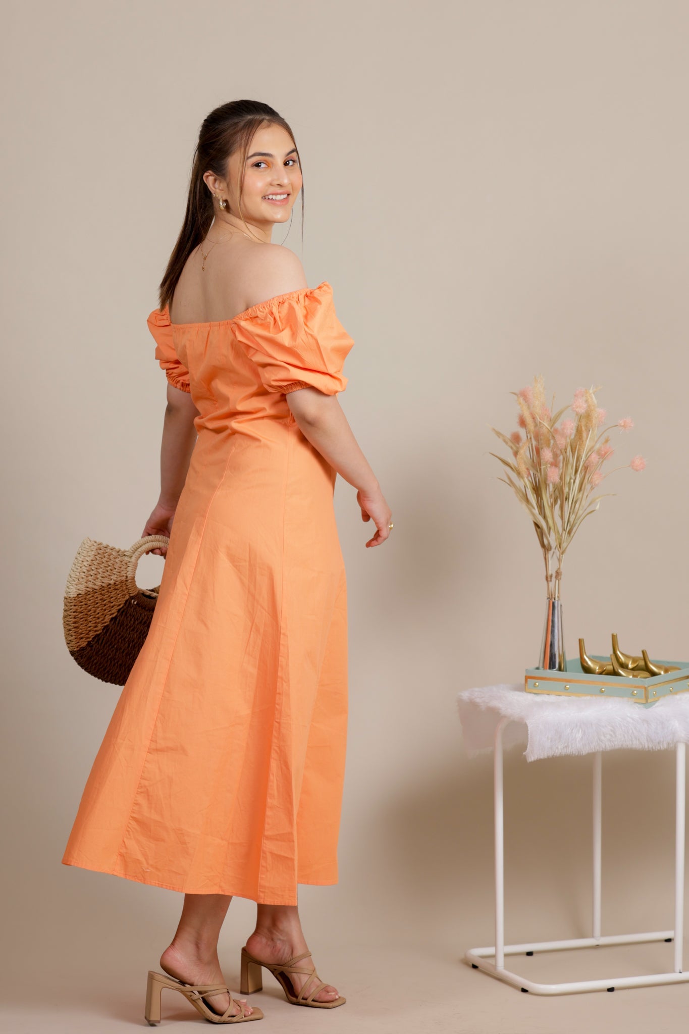 Orange midi dress - Apeksha The Label