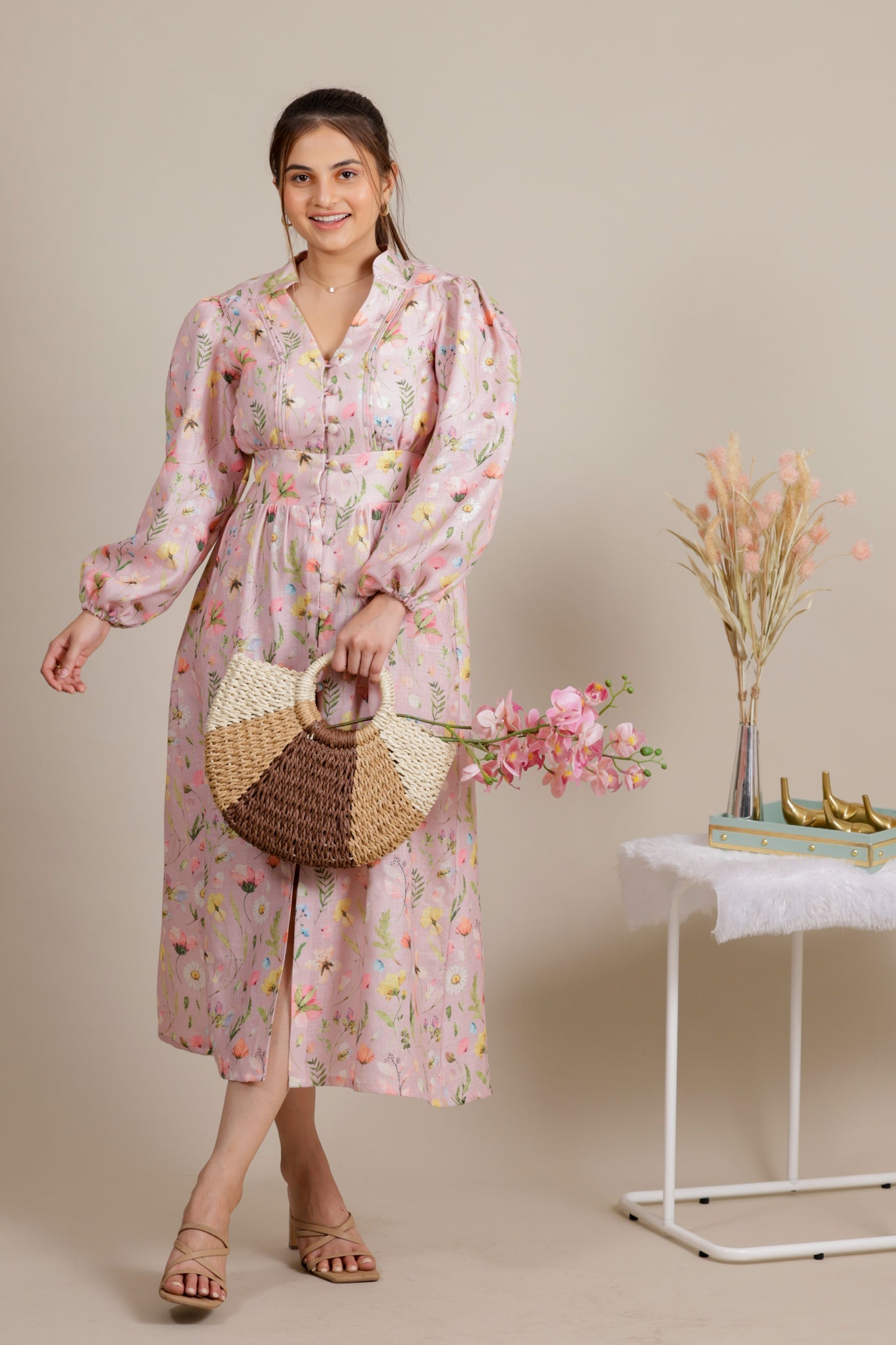 Pasrel floral midi dress - Apeksha The Label
