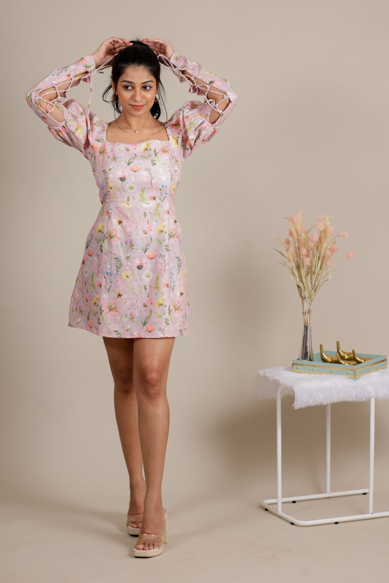 Pink floral midi dress - Apeksha The Label
