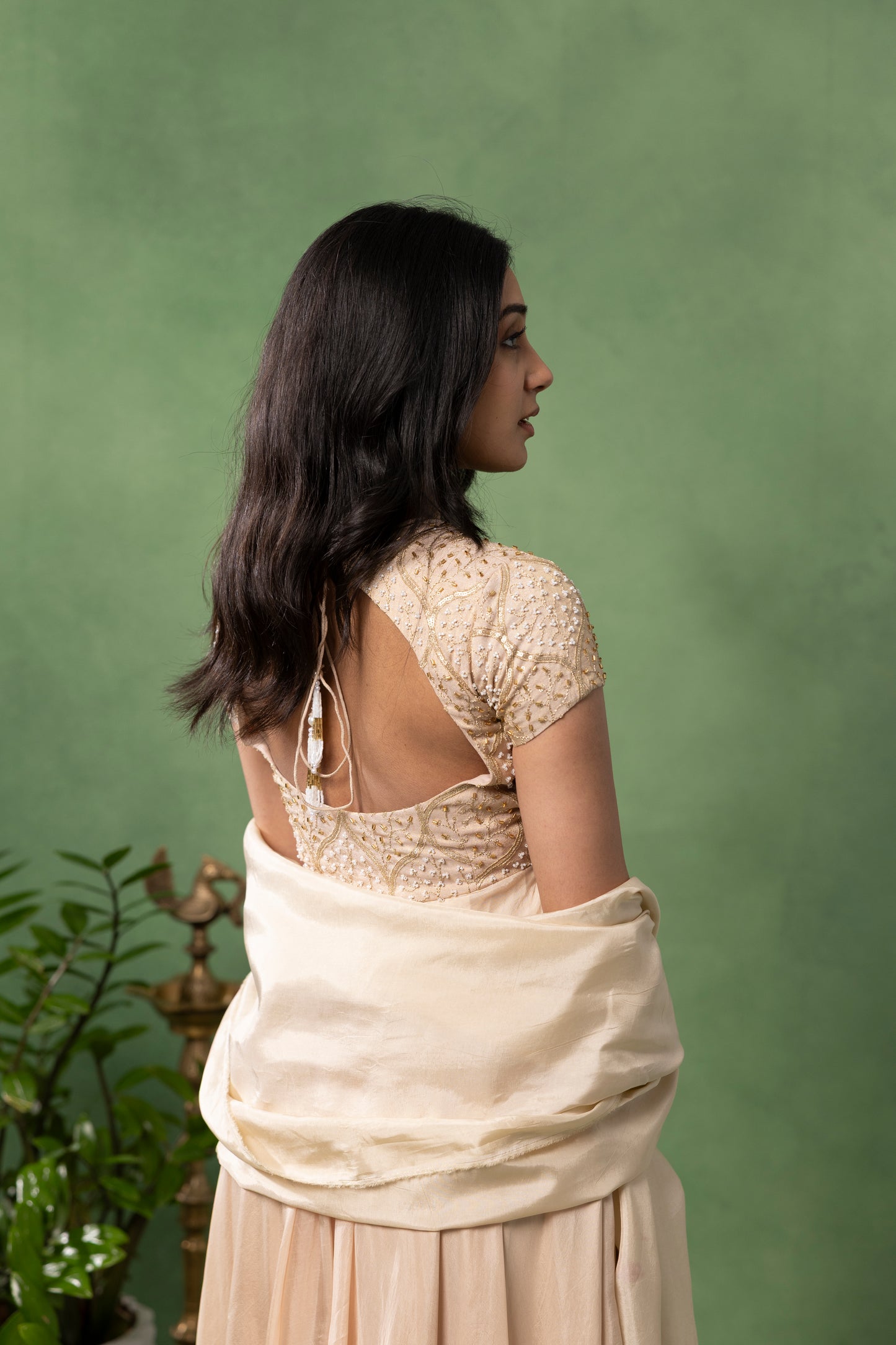 Ivory Blush Hand-Embroidered Anarkali Set with Dupatta